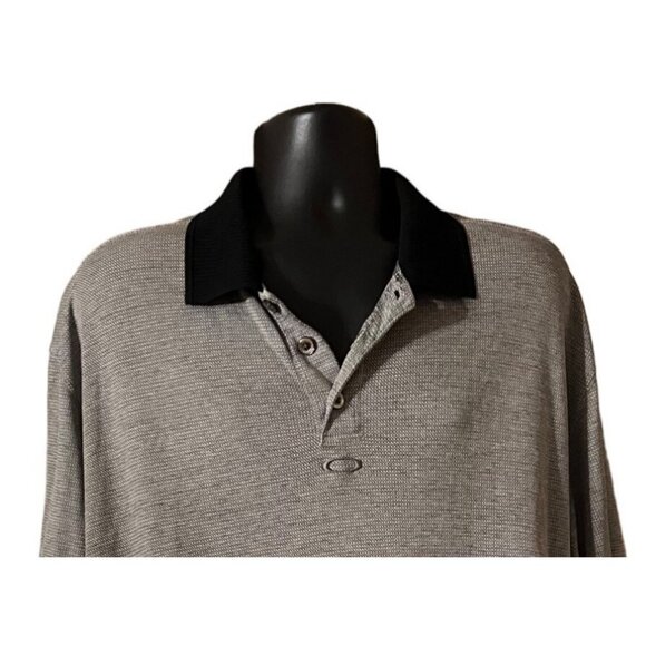 Oakley men's gray polo shirt size XL black collar, logo - Picture 2 of 8